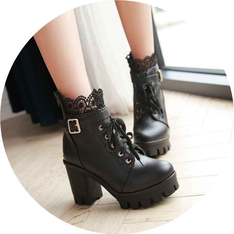 Lace-up Martens Boots With High Heels