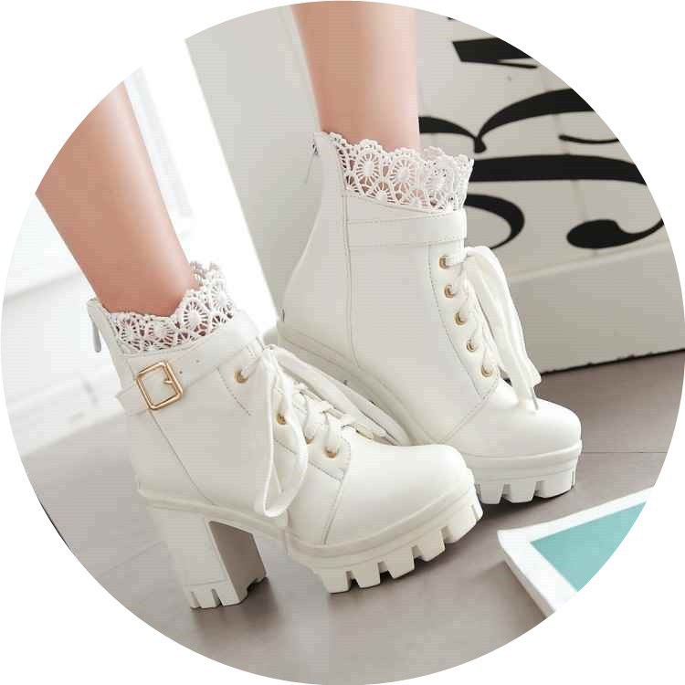 Lace-up Martens Boots With High Heels