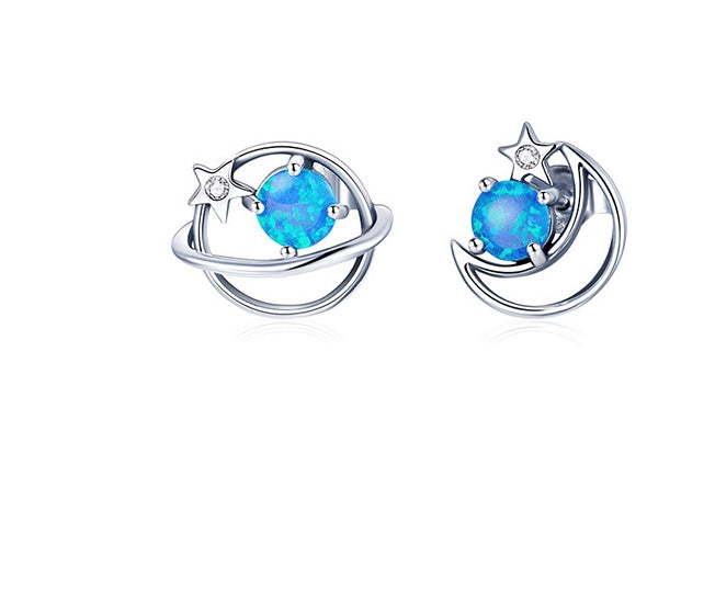 Sterling Silver Earrings For Women With Simple Hollow opal