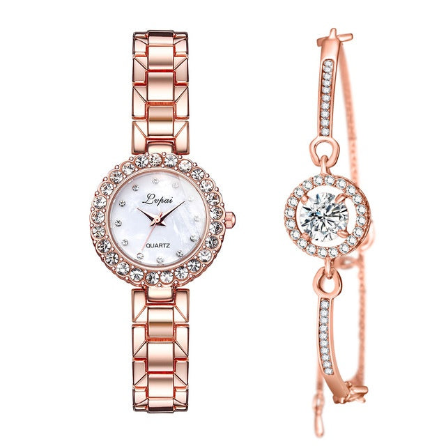 Set Bangle Clock Bracelet,Wrist-Watch Quartz for Women