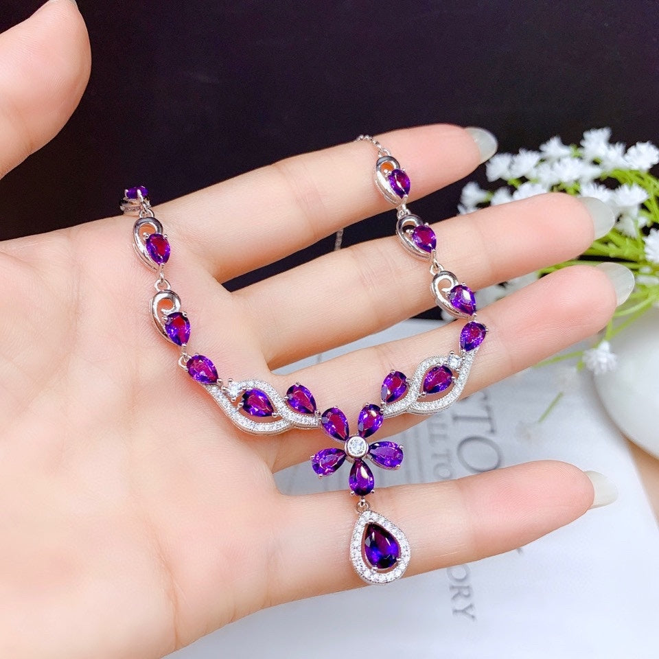 Natural Brazilian Amethyst  Women Necklace