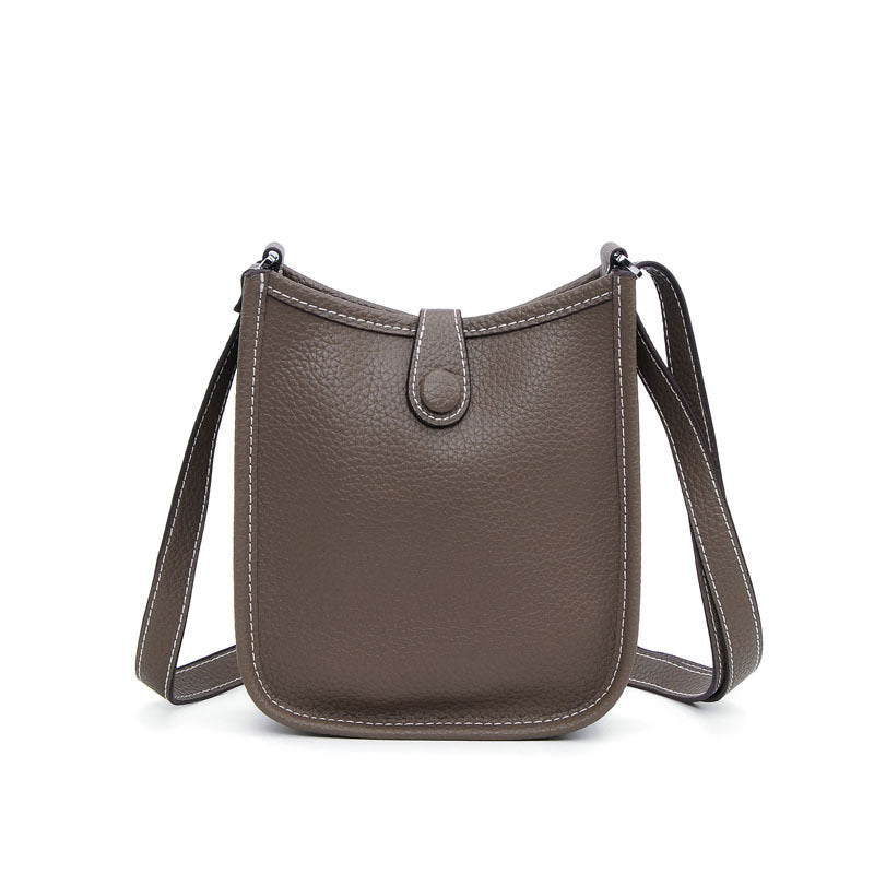 Women Litchi Stria Leather Togo Classic Handbag