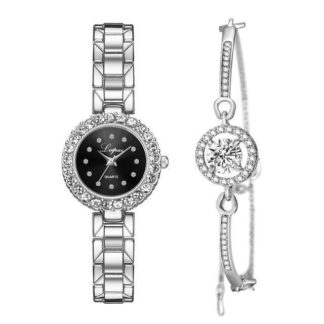 Set Bangle Clock Bracelet,Wrist-Watch Quartz for Women