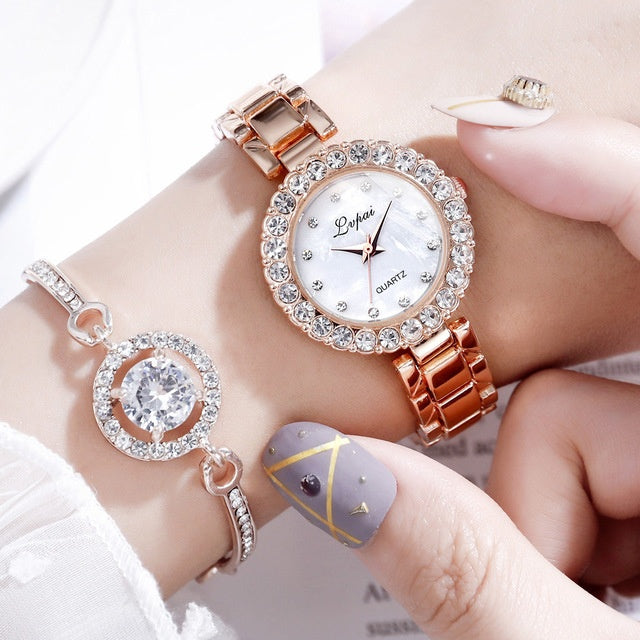 Set Bangle Clock Bracelet,Wrist-Watch Quartz for Women