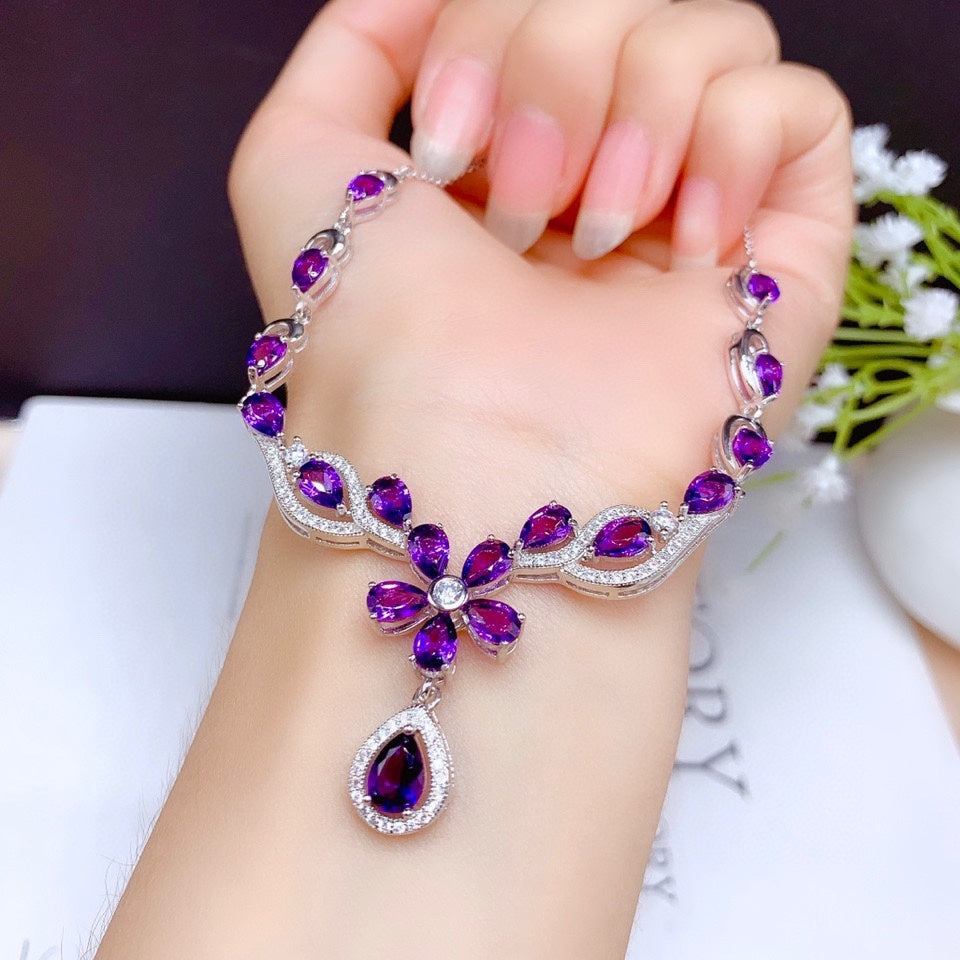 Natural Brazilian Amethyst  Women Necklace