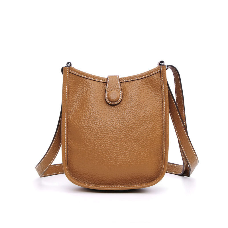 Women Litchi Stria Leather Togo Classic Handbag