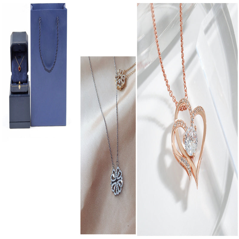 Zircon Detachable Fur-leaf Clover Necklace