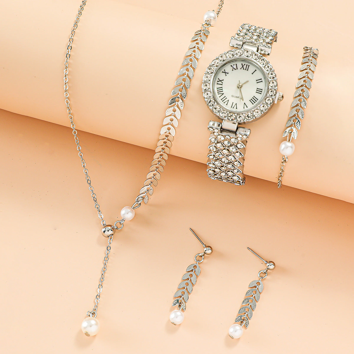 Diamond Rhinestone Quartz Bracelet, Wrist Watch For Women