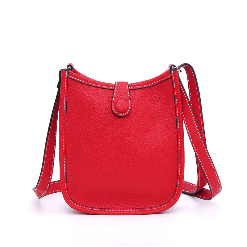 Women Litchi Stria Leather Togo Classic Handbag