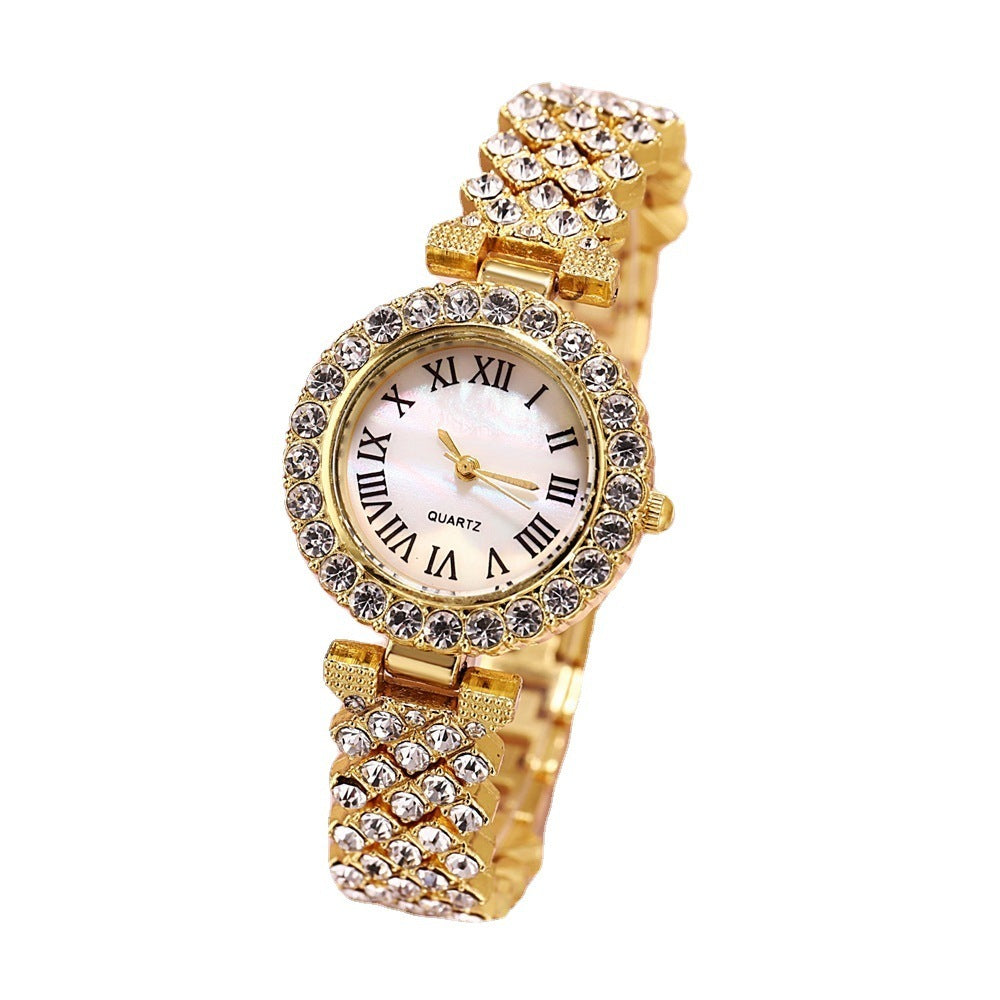 Diamond Rhinestone Quartz Bracelet, Wrist Watch For Women