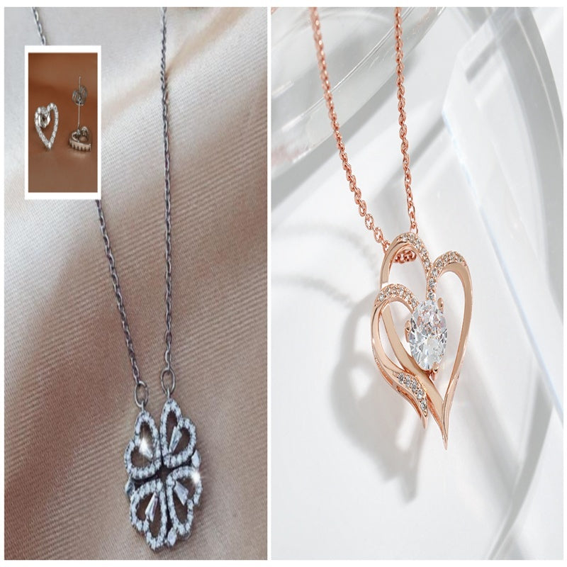 Zircon Detachable Fur-leaf Clover Necklace