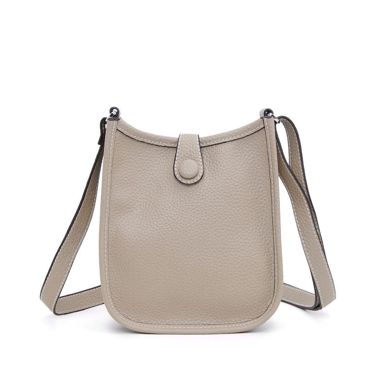 Women Litchi Stria Leather Togo Classic Handbag